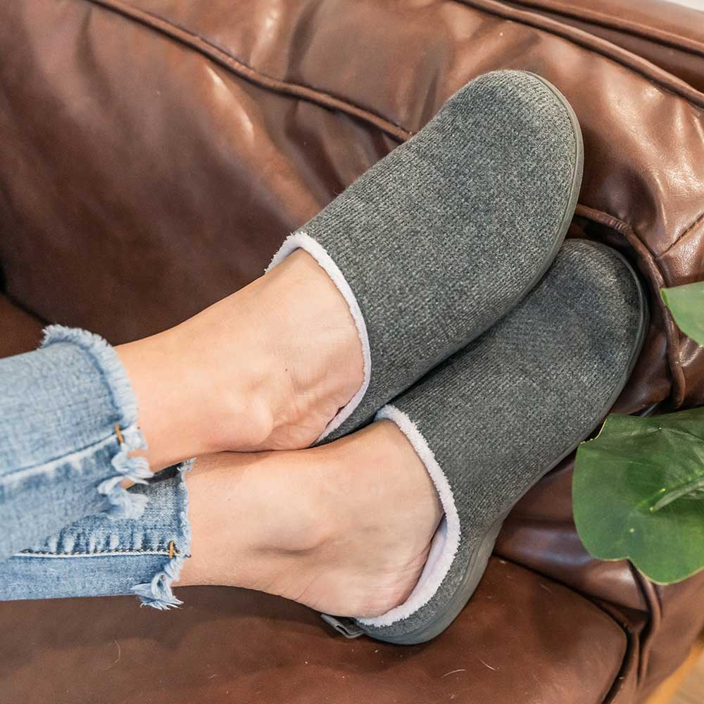 W Slipper grey with orthotic support